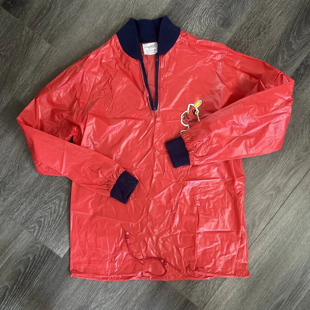 Vtg Red St. Louis Cardinals Pullover Drawstring Raincoat Coca Cola Shop n Save